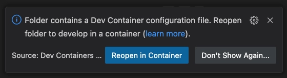 Reopen in Container prompt