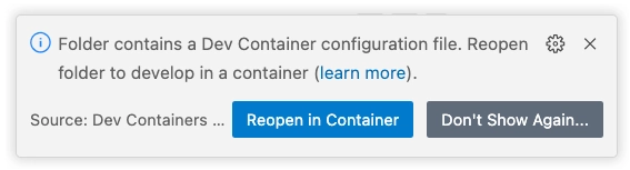 Reopen in Container prompt